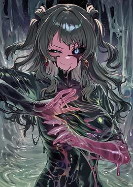 Anime Girl Covered in Dark Slime