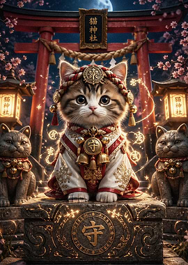 Cute Kitten at Japanese Cat Shrine
