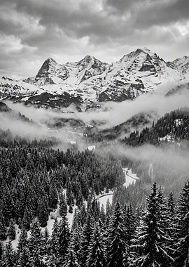 Snowy Alpine Mountain Landscape