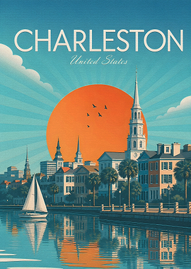 Vintage Charleston South Carolina Travel Poster