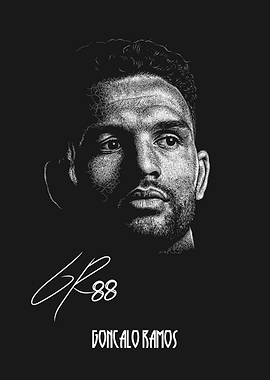 Gonçalo Ramos Stippling Portrait Poster