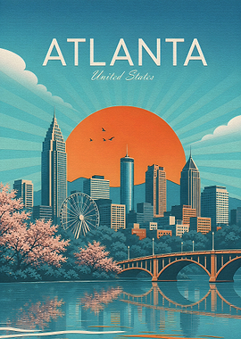 Vintage Style Atlanta Cityscape Poster