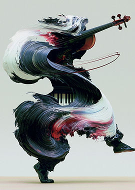 Abstract Musical Instrument Fusion Art