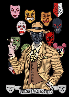False Face Society Gangster Illustration