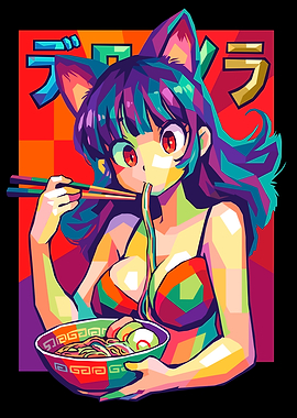 Pop Art Anime Cat Girl Ramen