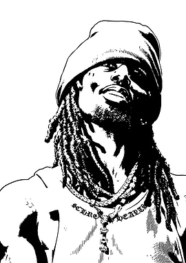 Black and White Portrait of Rapper