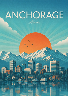 Anchorage Alaska Vintage Travel Poster