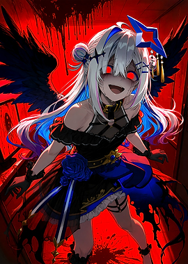 Dark Anime Angel in Red Room