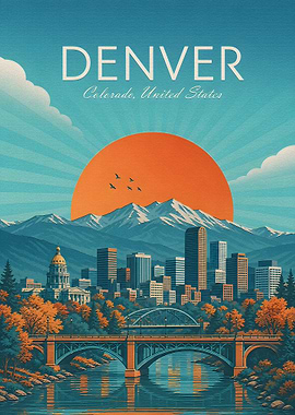 Vintage Denver Colorado Travel Poster