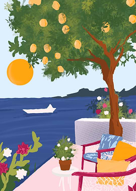 Mediterranean Terrace with Lemon Tree