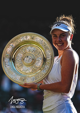 Linda Noskova Holding Tennis Trophy