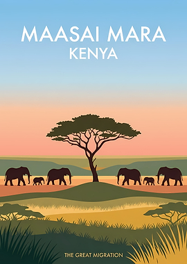 Maasai Mara Kenya Travel Poster