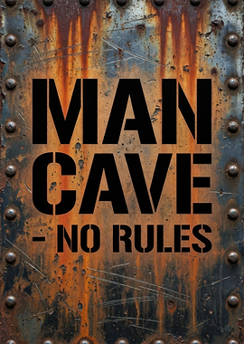Man Cave No Rules Metal Sign