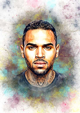 Chris Brown Watercolor Portrait