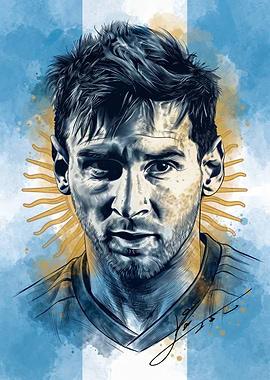Lionel Messi Argentina Portrait Illustration
