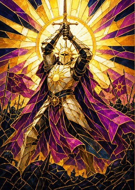 Stained Glass Sun Knight Warrior