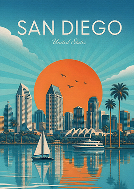 San Diego Vintage Travel Poster