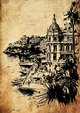 Vintage Sketch of Monte Carlo