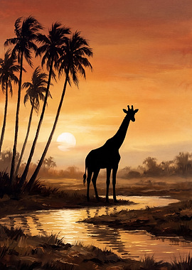 Giraffe Silhouette at Sunset