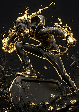 Golden Anime Warrior in Graveyard
