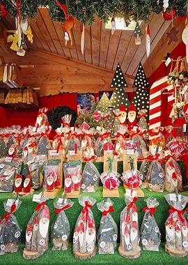 Christmas Market Stall with Santa Ornaments