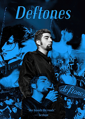 Deftones Chino Moreno Blue Collage Poster