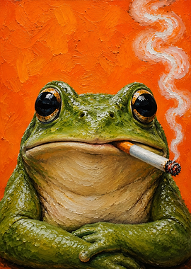 Smoking Frog Oil Painting