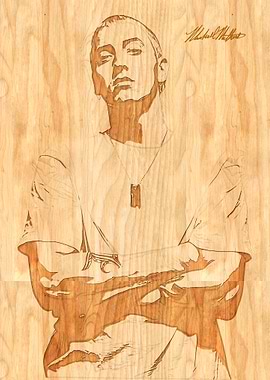 Eminem Wood Burned Portrait Art