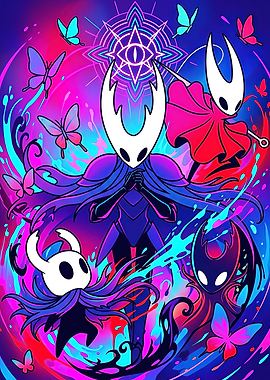 Hollow Knight Neon Character Illustration