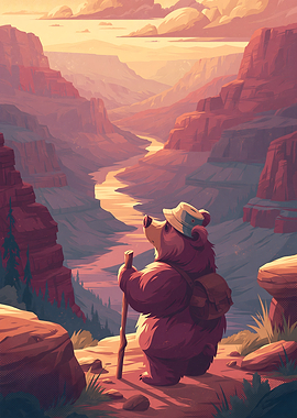 Bear Hiker Exploring Grand Canyon