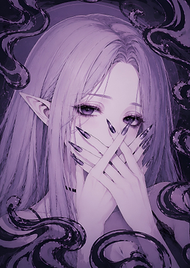 Anime Purple Elf Girl Portrait