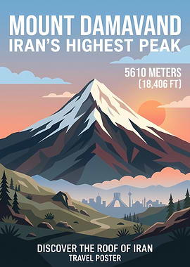 Mount Damavand Iran Travel Poster