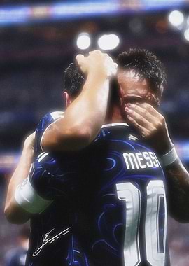 Lionel Messi Embracing Teammate