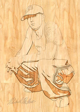 Eminem Wood Engraving Portrait