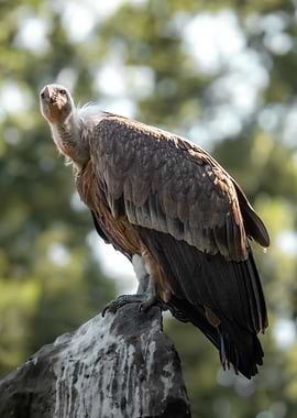 Majestic Griffon Vulture Perched on Rock