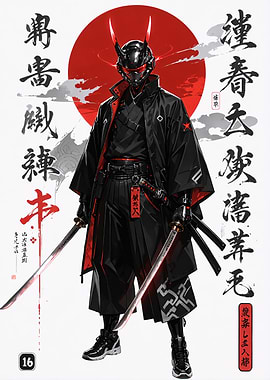 Cybernetic Samurai Warrior Digital Art