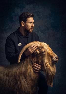 Lionel Messi with a Goat