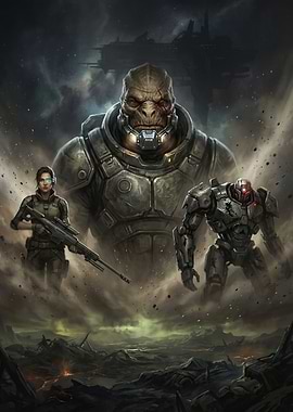 Sci-Fi Soldiers and Alien Warrior