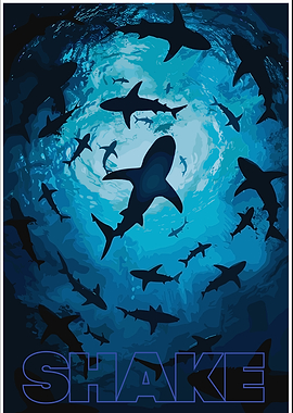 Shark Swarm Underwater Poster