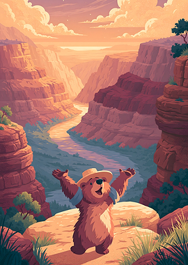 Happy Bear Exploring Grand Canyon