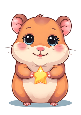Cute Hamster Holding a Star