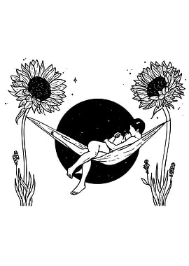 Couple in Hammock with Sunflowers