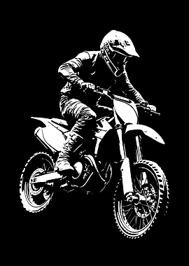 Black and White Motocross Rider