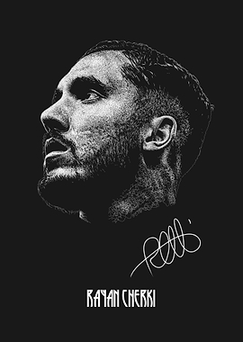 Rayan Cherki Stippled Portrait Poster