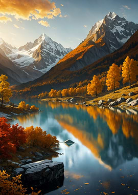 Autumn Mountain Lake Landscape