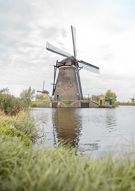 Traditional Dutch Windmill at Kinderdijk