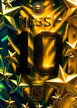 Lionel Messi Golden Number 10 Poster