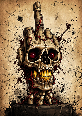 Skull Giving Middle Finger Illustration
