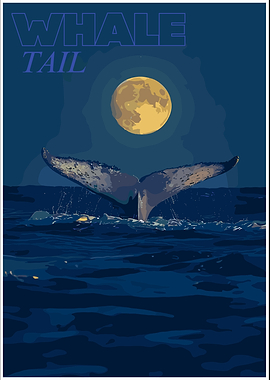 Whale Tail Under Full Moon