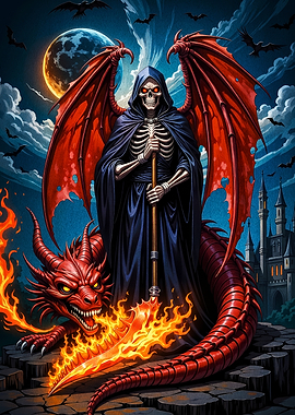 Grim Reaper with Dragon and Scythe